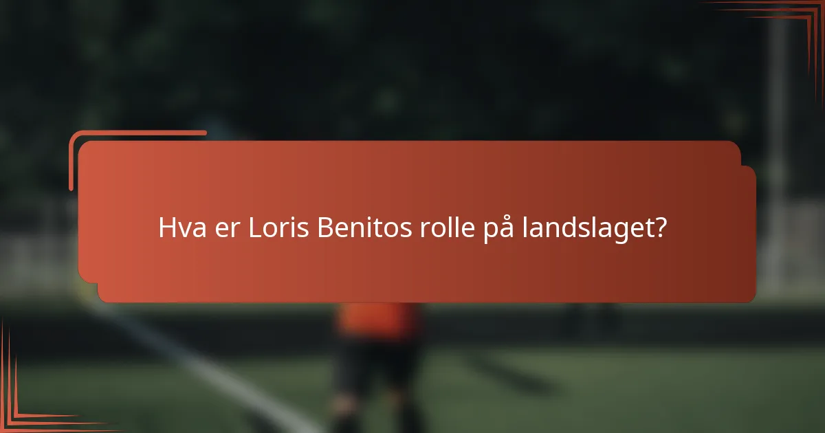 Hva er Loris Benitos rolle på landslaget?