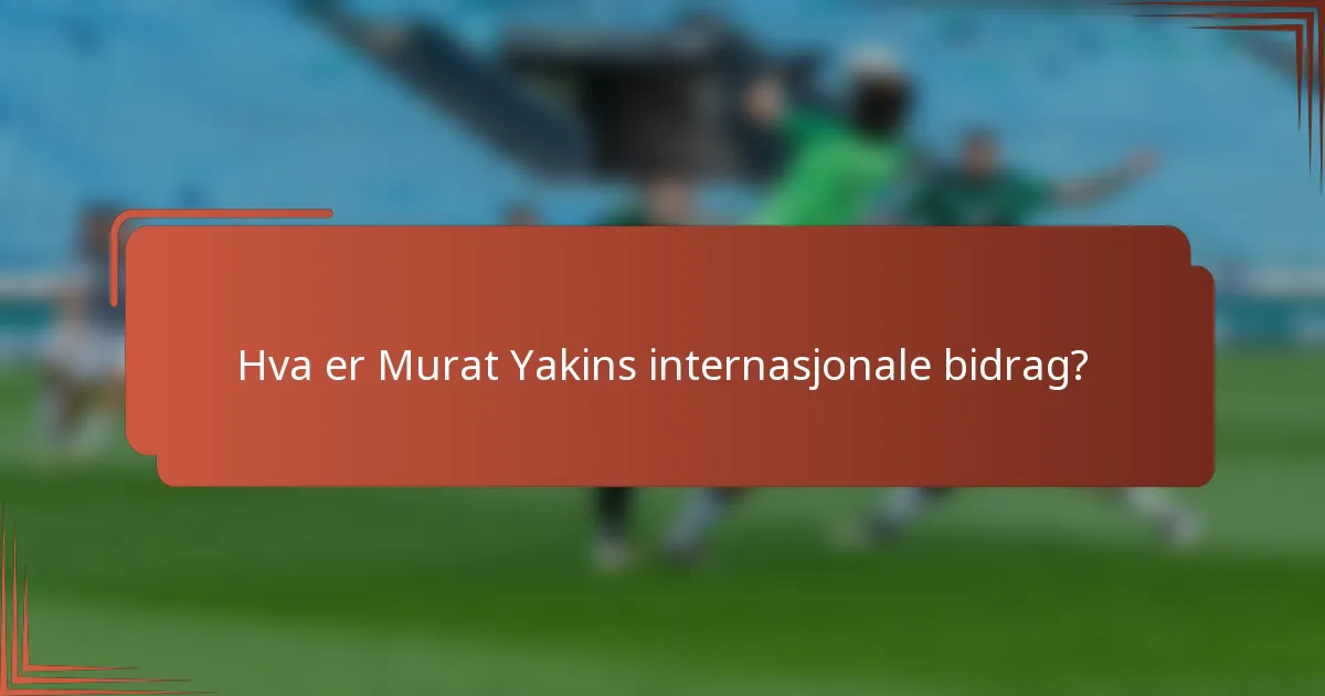 Hva er Murat Yakins internasjonale bidrag?